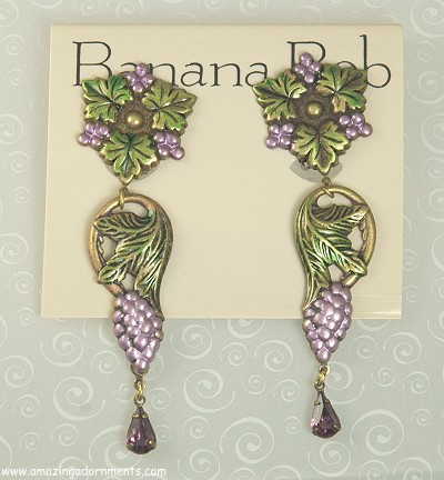 Sassy BANANA BOB Grape Dangle Earrings