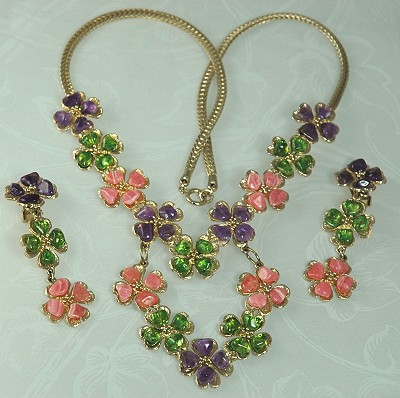 Gorgeous Gem Set Necklace and Earring Demi Signed SWOBODA