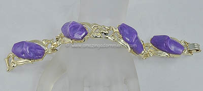 Chunky Vintage Mid-twentieth Century Purple Plastic Bracelet