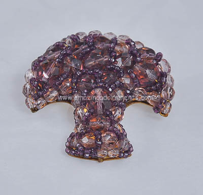 Vintage Couture Purple Crystal Mushroom Pin Signed COPPOLA e TOOPO