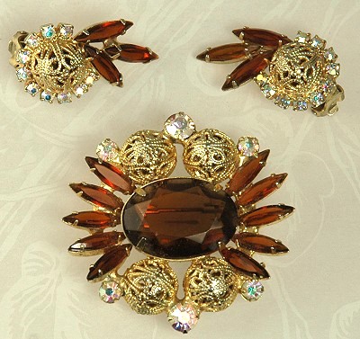 Delicious DeLizza and Elster Rhinestone Demi Parure~  BOOK PIECE