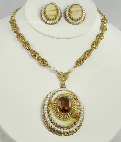 Stunning Vintage Necklace and Earring Set Signed WEST GERMANY