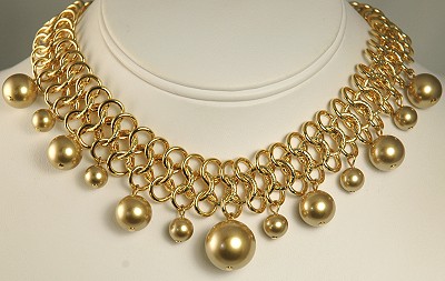 KENNETH JAY LANE Gold- tone Bib with Dangly Baubles