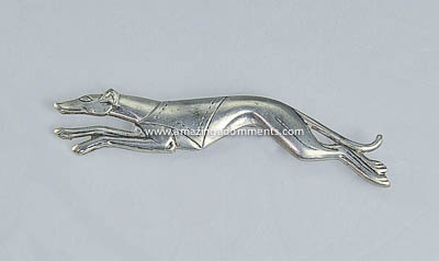 Sleek Unsigned Art Deco Era Greyhound Dog Figural Pin
