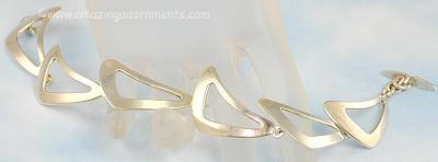 Notable Vintage Danish Modernist Sterling Silver Bracelet Signed N.E. FROM