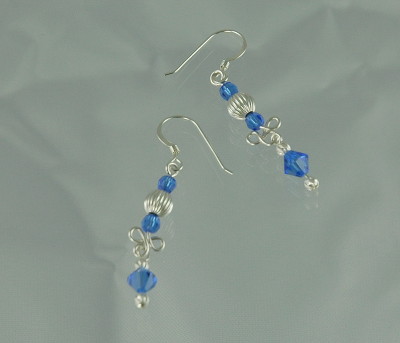 Sterling Silver and Swarovski Sapphire Crystal Queen of Club Dangles
