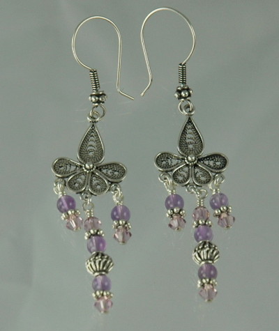 Luminescent Swarovski Crystal and Sterling Silver Dangles
