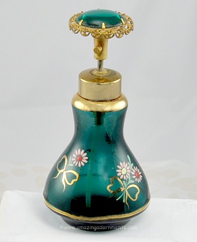 Vintage Signed WEST GERMANY Romantic Painted Perfume Bottle