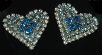 Showy Blue and Clear Rhinestone Heart Shaped Belt Buckles