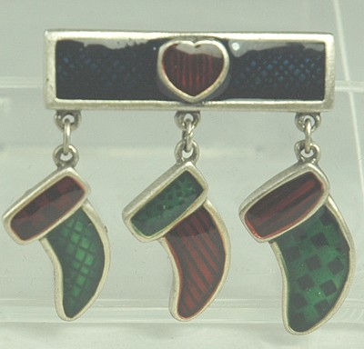 Adorable Dangling Enamel Christmas Stocking Bar Pin