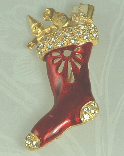 Joyful Christmas Stocking Loaded with Presents Pin