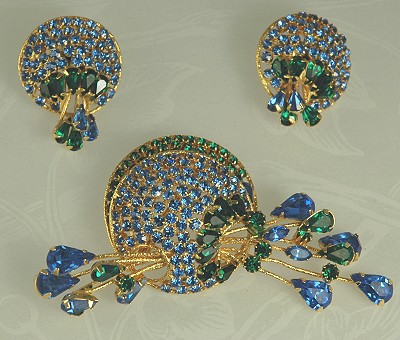 VENDOME Huge Rhinestone Brooch and Earring Set