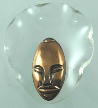 ELZAC Lucite and Copper Bonnet Head Pin~  BOOK PIECE