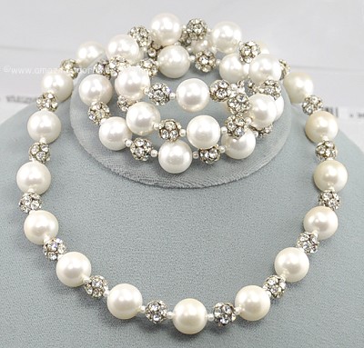 Vintage Bridal Jewelry Sets on Vendome Bridal Faux Pearl And Rhinestone Necklace And Bracelet Set