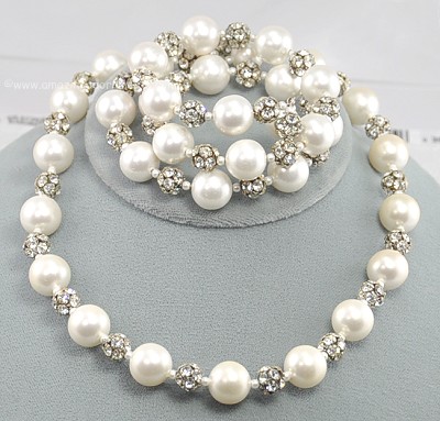 Vintage Bridal Jewelry Sets on Vendome Bridal Faux Pearl And Rhinestone Necklace And Bracelet Set