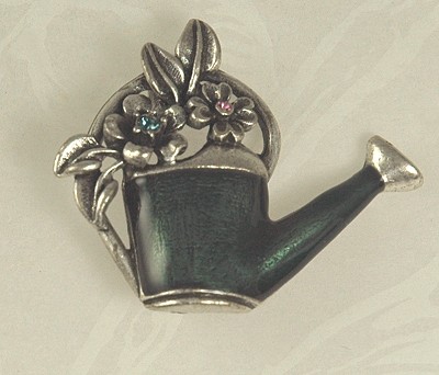 Cute Watering Can Figural Pin Signed LIA