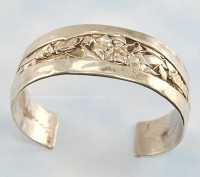 Sophisticated Sterling Silver Repousse Cuff Bracelet