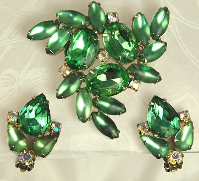 Hard to Find Signed GARNE Dazzling Rhinestone Brooch and Earring Set