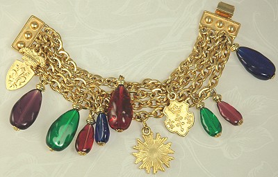 Multi- Strand Charm Bracelet Signed BEN AMUN