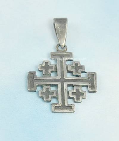 Vintage Sterling Silver Jerusalem Cross Pendant