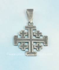 Vintage Sterling Silver Jerusalem Cross Pendant
