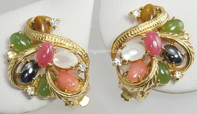 Gorgeous Vintage Multi- Stone and Rhinestone Earrings