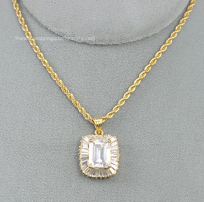 Lovely Signed PARKLANE Necklace with Super Sparkly Rhinestone Pendant