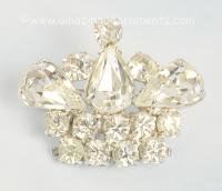 Thrilling Vintage Unsigned Clear Rhinestone Crown Pin