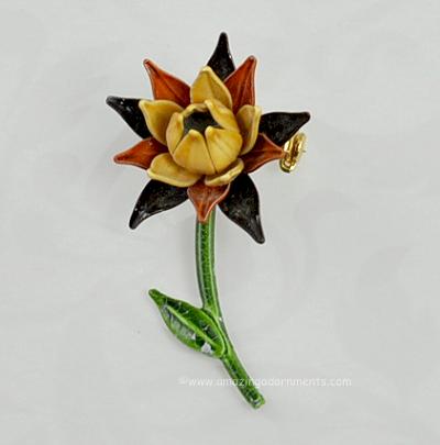 Delightful Small Blooming Enamel Flower Pin