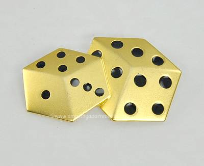 Lucky and Large Dice Brooch with Enamel Signed M. JENT