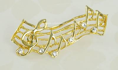 Unsigned Musical Staff with Rhinestone Notes Pin