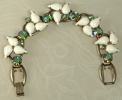 White Glass and Aurora Borealis Rhinestone Entrancing D&E JULIANA Bracelet