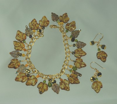 Czech Glass, Swarovski Crystal Gold Filled Bracelet and Earring Set