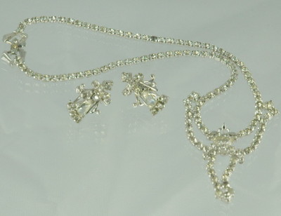 40s Rhinestone Earring and Necklace Demi