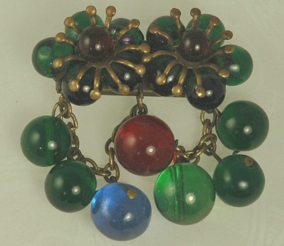Unsigned Pre- WWII Dangling Glass Pin/Brooch from Miriam Haskell