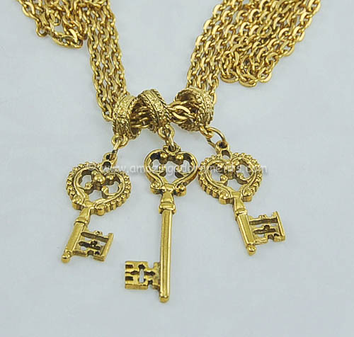 Vintage Multi-strand Necklace with Key Charms Signed 1928|Amazing ...