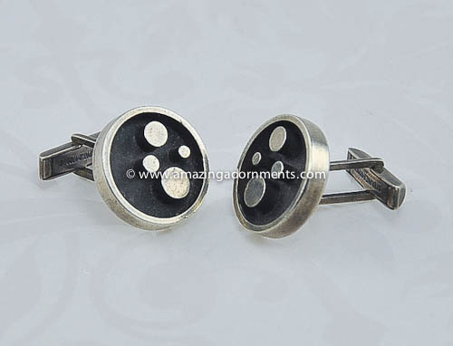 MODERNIST Vintage 1950/'s Handmade Silver Cufflinks with Toggle Backs Signed /& Dated /'BOYD 55/'