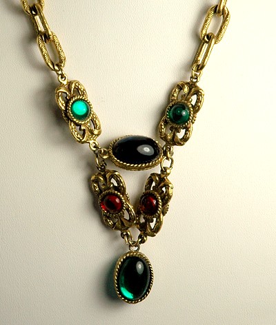 Amazing Adornments: Unusual COROCRAFT Colored Glass Cabochon Necklace